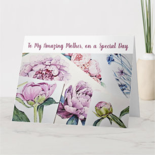 Carte Mère incroyable tendance Amour Art aquarelle Fleur