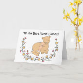 Carte Mère lionne et bébé pour la meilleure maman lionne (Fleur jaune)