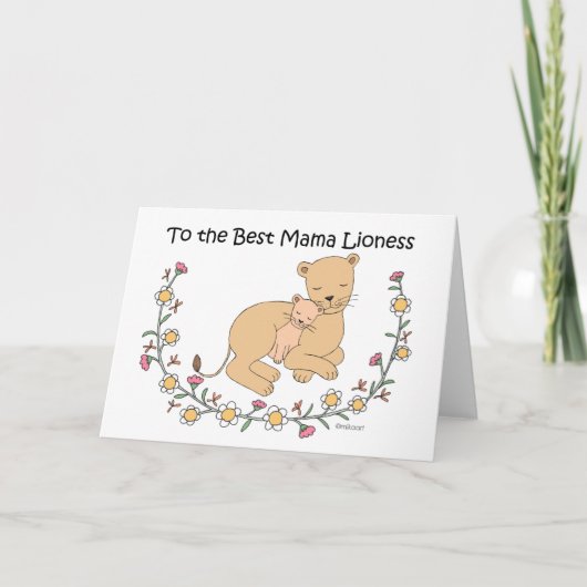 Carte Mère lionne et bébé pour la meilleure maman lionne (Devant)