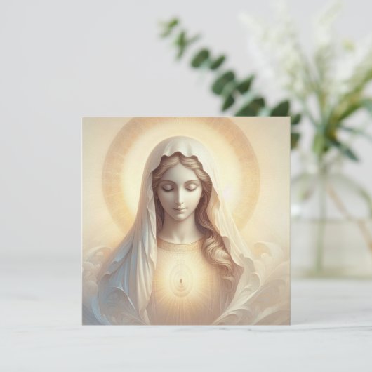 Carte Mère Marie Dans Les Tons Blanc Doux (Debout devant)