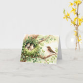 Carte Mère Oiseau Avec Bébés Dans Le Nid (Fleur jaune)