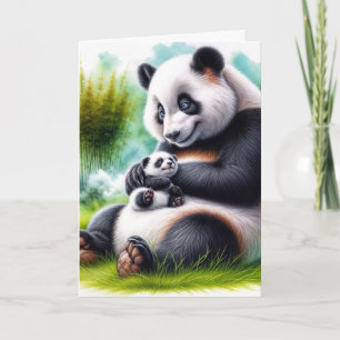 Carte Mère Panda Ours Avec Son Petit