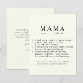 Carte mère polonaise de texte personnalisé - défin (Devant / Derrière)