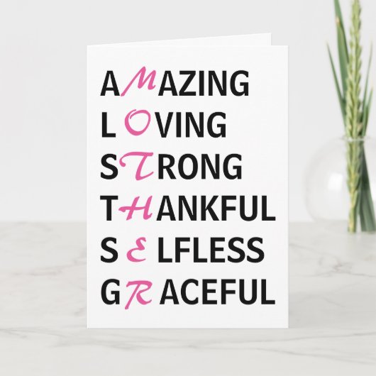 Carte Mère Signifiant fête des mères (Devant)