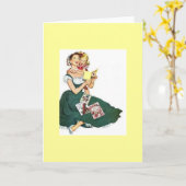 Carte Mère vintage et fille (Fleur jaune)