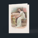 Carte Mère vintage jouant du piano pour son fils<br><div class="desc">Peinture "la chanson de Willie" représentant une belle jeune mère victorienne jouant du piano tandis que son fils regarde. Œuvre de Maude Goodman. À l'intérieur,  on trouve une carte de voeux de fête des mères modifiable,  des champs de texte et un graphique floral complémentaire.</div>