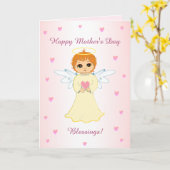 Carte Mère's Day Hearts & Blessings mignons Angel (Fleur jaune)