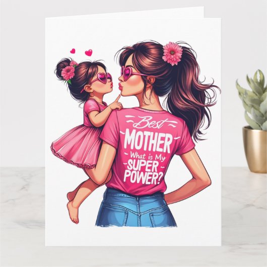 Carte Mère's Day Meilleure Mum2 Super Mum card (Petite plante)