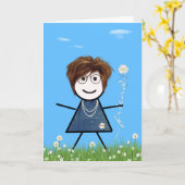 Carte Mère's Day Stick Girl with Daisy Friend (Fleur jaune)