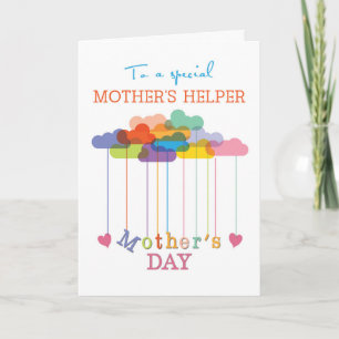 Carte Mère's Helper, mignonne Fête des Mères Nuages Arc-