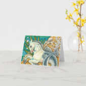 Carte MERHORSE & OCTOPUS BLANC, UNICORN IMAGINAIRE Vide (Fleur jaune)