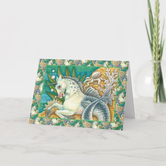 Carte MERHORSE & OCTOPUS BLANC, UNICORN IMAGINAIRE Vide (Devant)