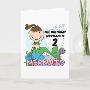 Carte Mermaid 2e Anniversaire Tshirts et cadeaux