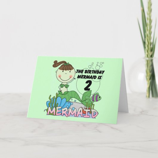Carte Mermaid 2e Anniversaire Tshirts et cadeaux (Devant)