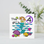 Carte Mermaid 4th Birthday Tshirts and Gifts (Debout devant)