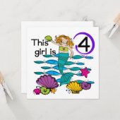 Carte Mermaid 4th Birthday Tshirts and Gifts (Devant/Arrière en situation)