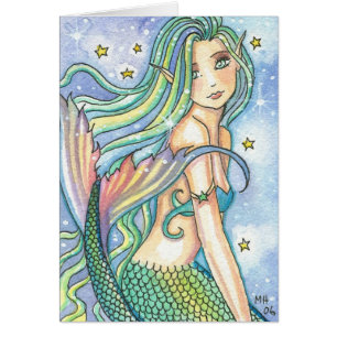 Carte Mermaid ACEO Watercolor