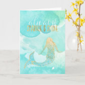Carte Mermaid Aqua Gold Sparkle (Fleur jaune)