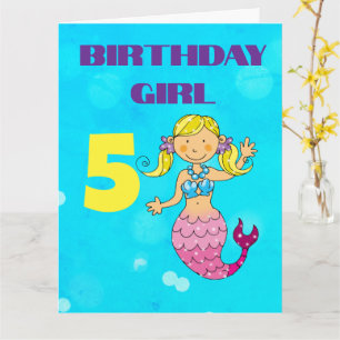 Carte Mermaid aux cheveux blonds personnalisés Fille de 
