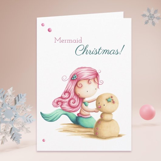Carte Mermaid Christmas Summer Beach