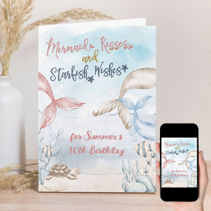 Carte Mermaid embrasse sous la mer Anniversaire personna