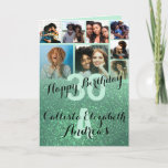 Carte Mermaid Green Glitter<br><div class="desc">This cool and cute happy birthday greeting card is perfect for any friend or family member. Objets fonctionnels eight customizable photograph pictures with a monogram name and the quote, "Happy Birthday" on top of a pastel mint green "30" (which can be change d to any age) on top of a...</div>