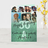 Carte Mermaid Green Glitter Photo Collage Joyeux anniver (Fleur jaune)