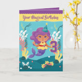 Carte Mermaid Magique 3e Anniversaire Pour Fille (Fleur jaune)