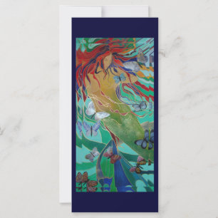 Carte Mermaid Nage avec Papillons Imaginaire Art