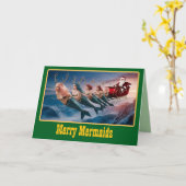 Carte Mermaid Noël drôle de vacances (Fleur jaune)