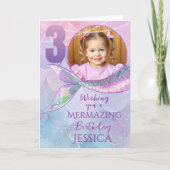 Carte Mermaid One Photo 3rd Birthday Card (Devant)