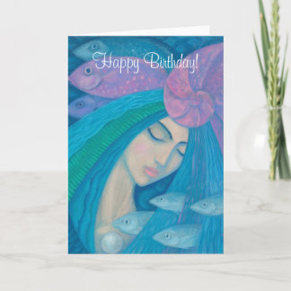 Carte Mermaid Princess, Happy Birthday texte personnalis