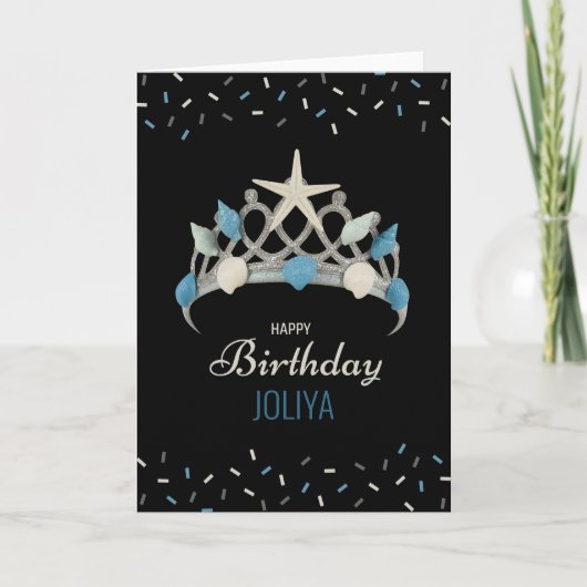 Carte Mermaid Princess Sea Crown Anniversaire (Devant)