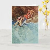 Carte Mermaid Princesse & Prince Vintage Fairy Tale (Fleur jaune)