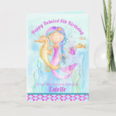 Carte Mermaid seahorse whimsy retard anniversaire (Devant)