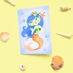 Carte Mermaid Starfish et bulles