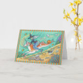 CARTE MERMAID WITCH, IMAGINAIRE MERHORSE GREETING CARD B (Fleur jaune)