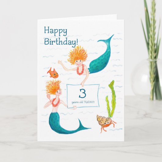 Carte Mermaids 3e anniversaire (Devant)