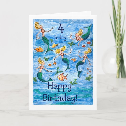 Carte Mermaids 4e anniversaire (Devant)