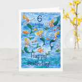 Carte Mermaids 6e anniversaire (Fleur jaune)
