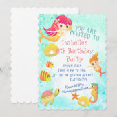 Carte Mermaids Blue Invitation (Devant / Derrière)