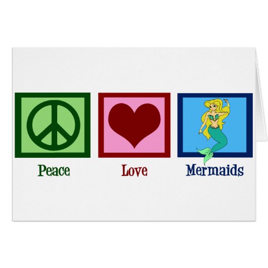 Carte Mermaids Peace Love (Devant horizontal)