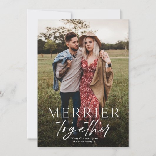 Carte Merrier Ensemble Script Photo Noël (Devant)