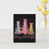 Carte Merry And Bright Santa Christmas Tree Lights Pajam (Fleur jaune)