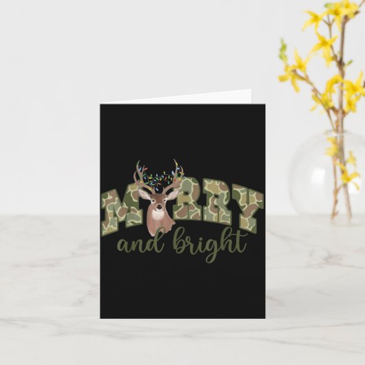 Carte Merry And Christmas Bright Camouflage Reindeer Xma (Fleur jaune)