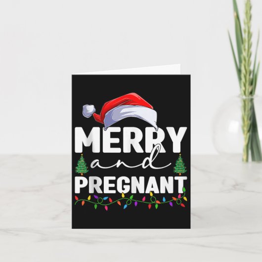 Carte Merry And Pregnant Christmas Pregnancy Announcemen (Devant)