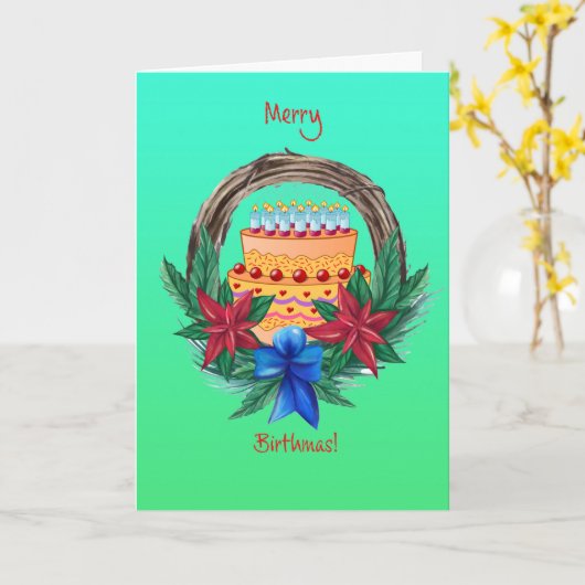 Carte Merry Birthmas (Fleur jaune)