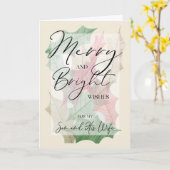Carte Merry & Bright Holly Noël pour Son & Femme (Fleur jaune)