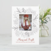 Carte Merry Bright Photo Fille de vacances en Rouge Neig (Debout devant)