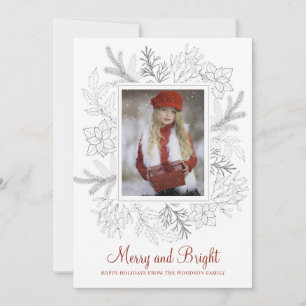 Carte Merry Bright Photo Fille de vacances en Rouge Neig